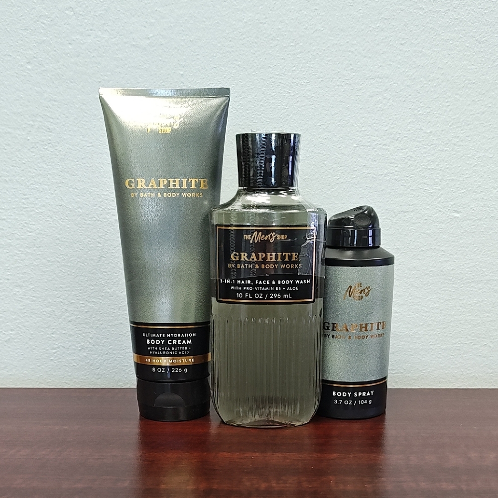 Bath & Body Works Men's Collection GRAPHITE 3 Piece Bundle